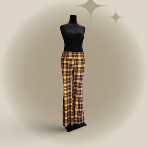 ▶No Boundaries Plaid Bellbottom Pants Yellow and Purple Plaid Retro Y2k Grunge▶▶